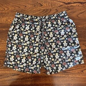 Katin Black Floral Swim Trunk Shorts